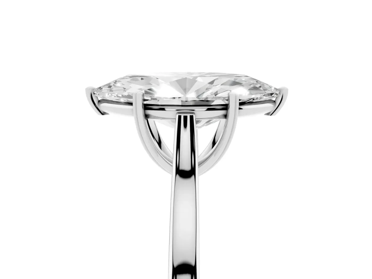 Marquise Cut Solitaire Heart Prong Engagement Ring with Tapered Band White gold