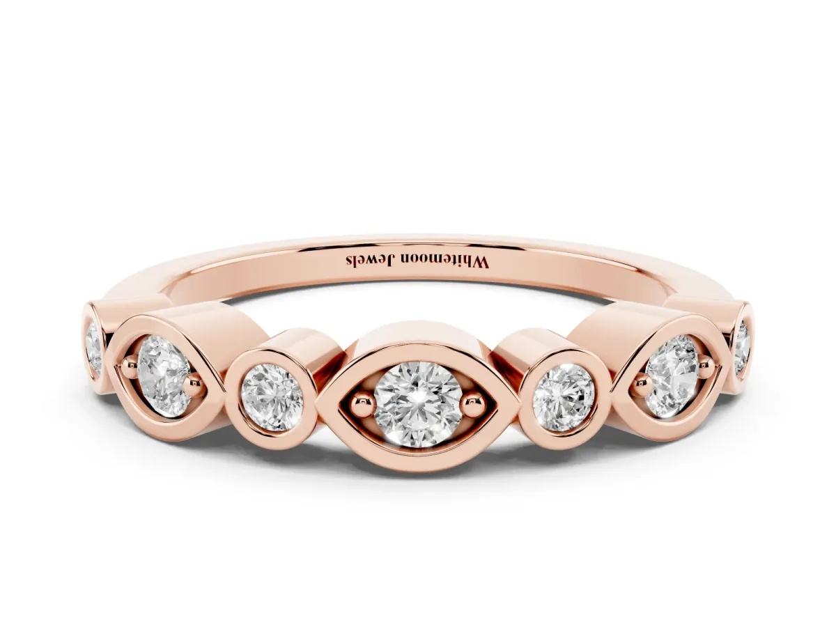 Bezel Set Mixed Shape Diamond Eternity Band Rose gold