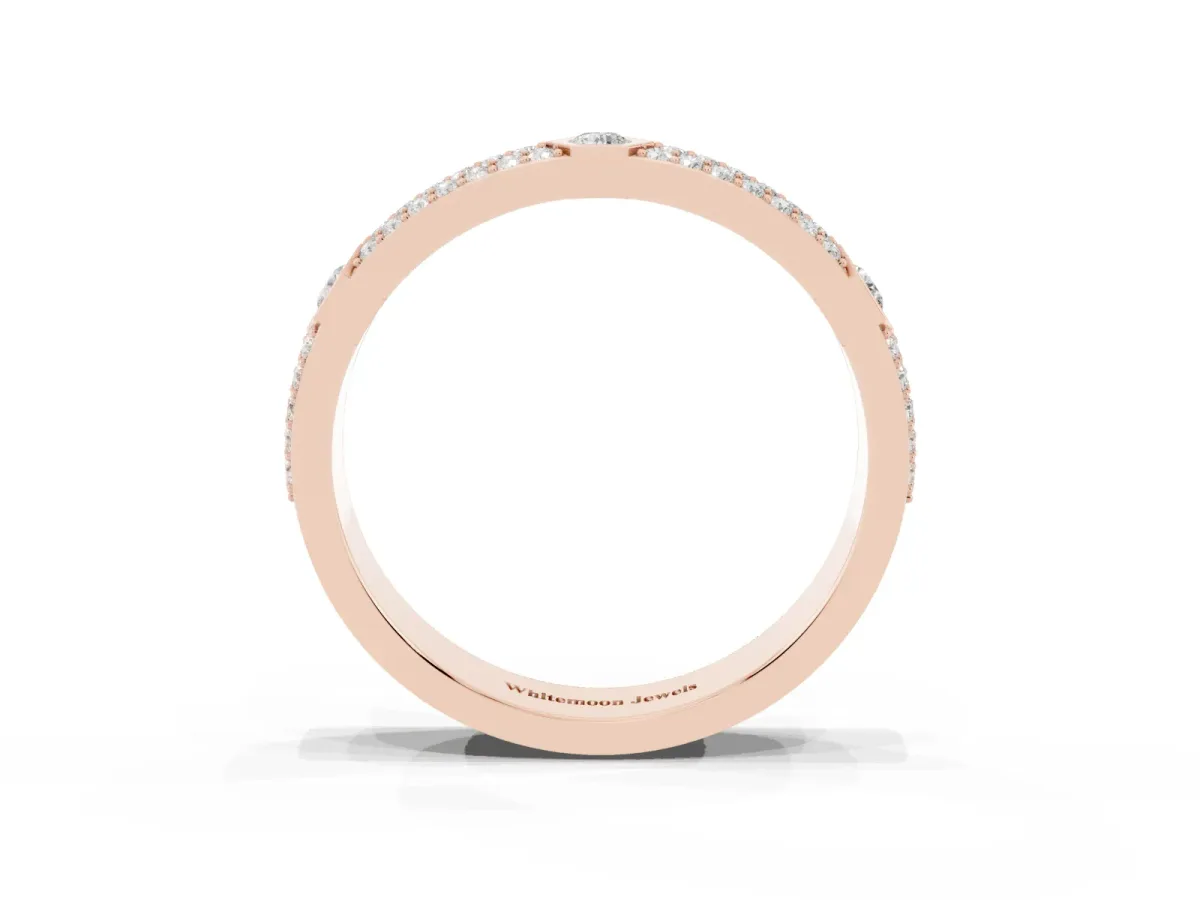 Round Diamond Pavé Promise Ring with Round Diamond Accents Rose gold