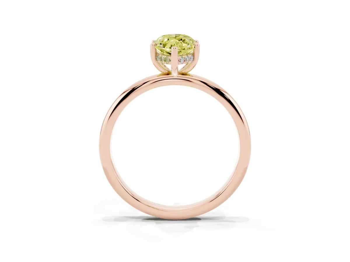 Fancy Yellow Marquise Cut Cut Solitaire Engagement Ring with Four-Prong Setting and Classic Band Rose gold