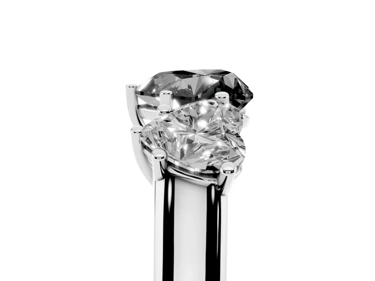 Fancy Black Heart Cut Three-Stone Diamond Ring with Prong Setting on a Classic Band Silver