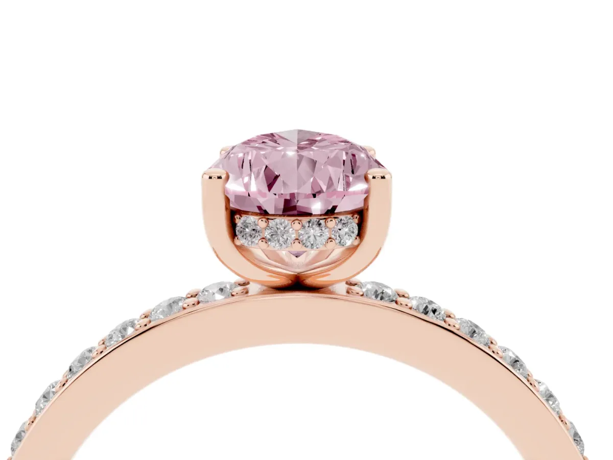 Fancy Pink Pear Cut Cut Diamond Pavé Band Ring with Four-Prong Setting Rose gold