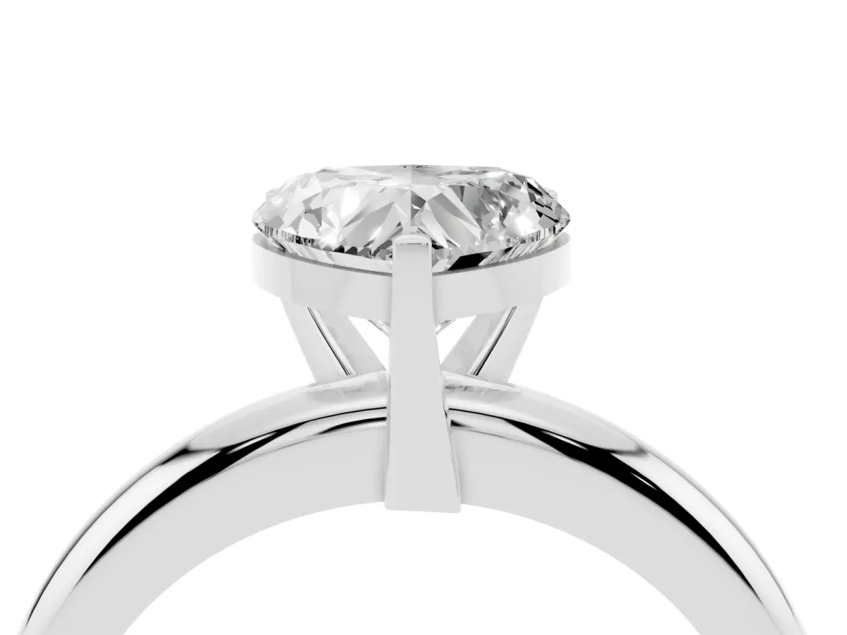 Heart Cut Diamond Solitaire Engagement Ring with Round Band and Four-Prong Setting Platinum