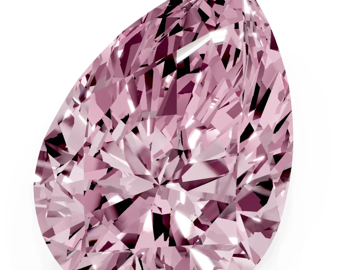 Fancy Pink Pear Cut Diamond Ring with Marquise Side Stones and Prong Setting White gold