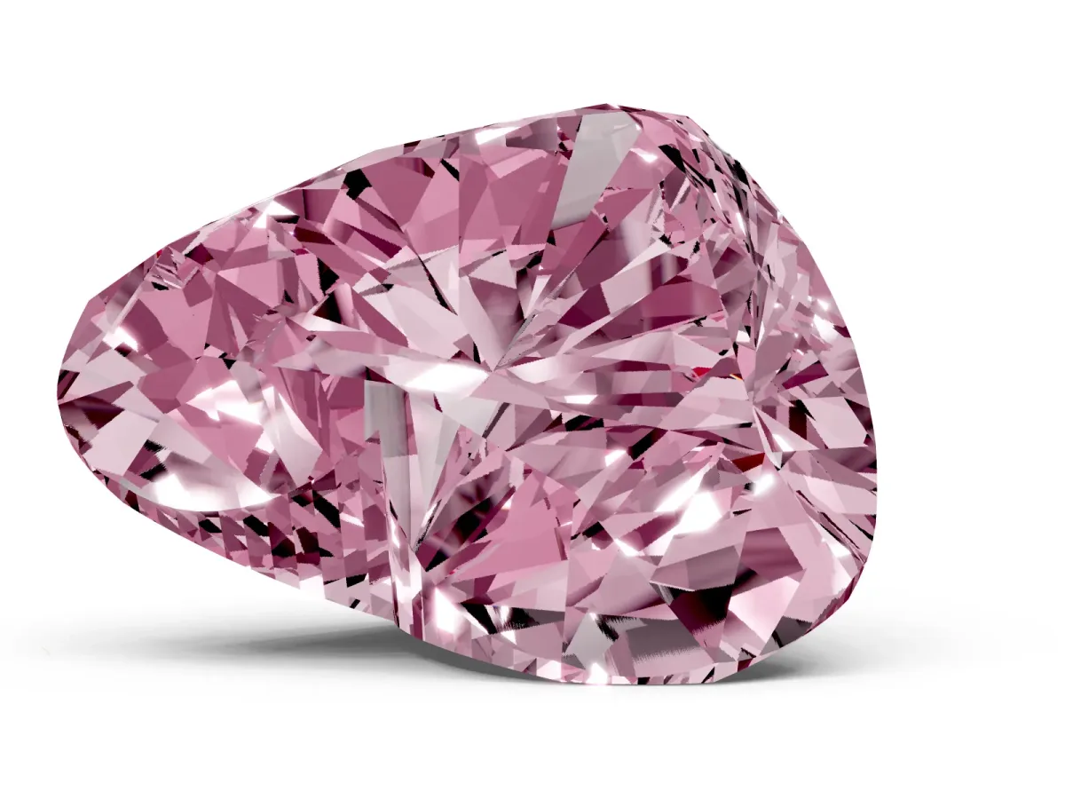 Fancy Pink Heart Cut Cut Double Halo Diamond Engagement Ring with Pave Band and Four-Prong Setting Yellow gold