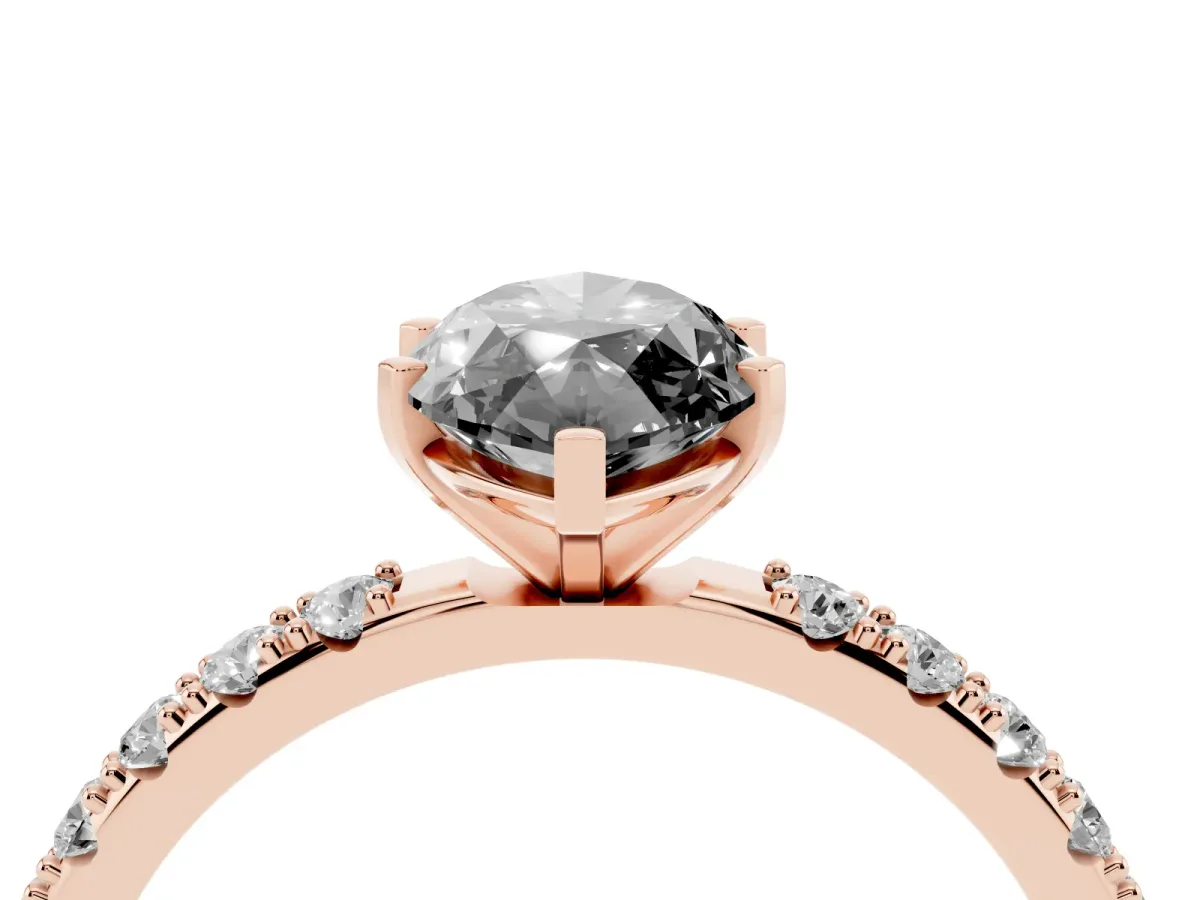 Fancy Black Marquise Cut Diamond Solitaire Pavé Band with Four-Prong Setting Rose gold