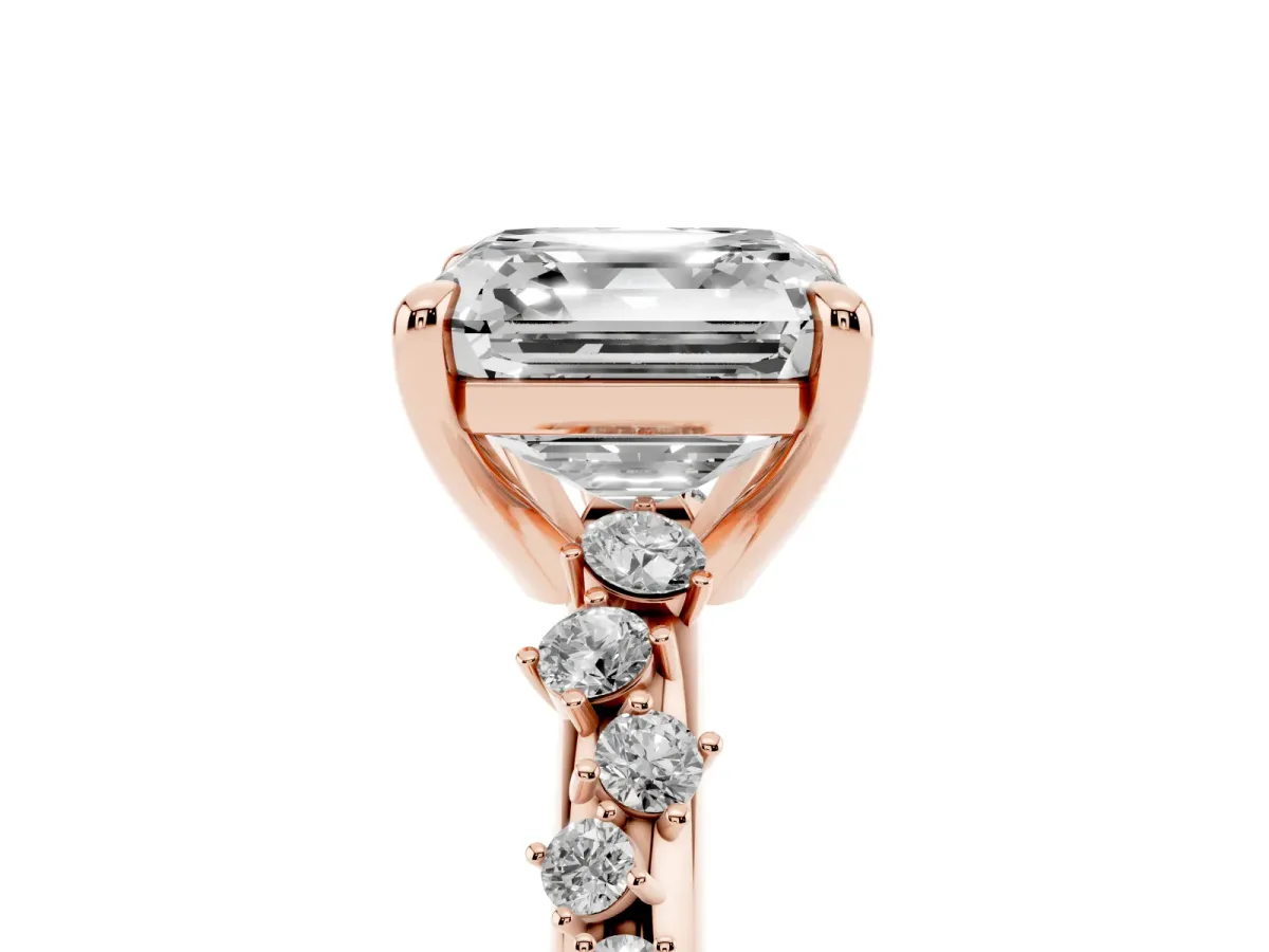 Asscher Cut Cut Diamond Vine Band with Four-Prong Setting Rose gold