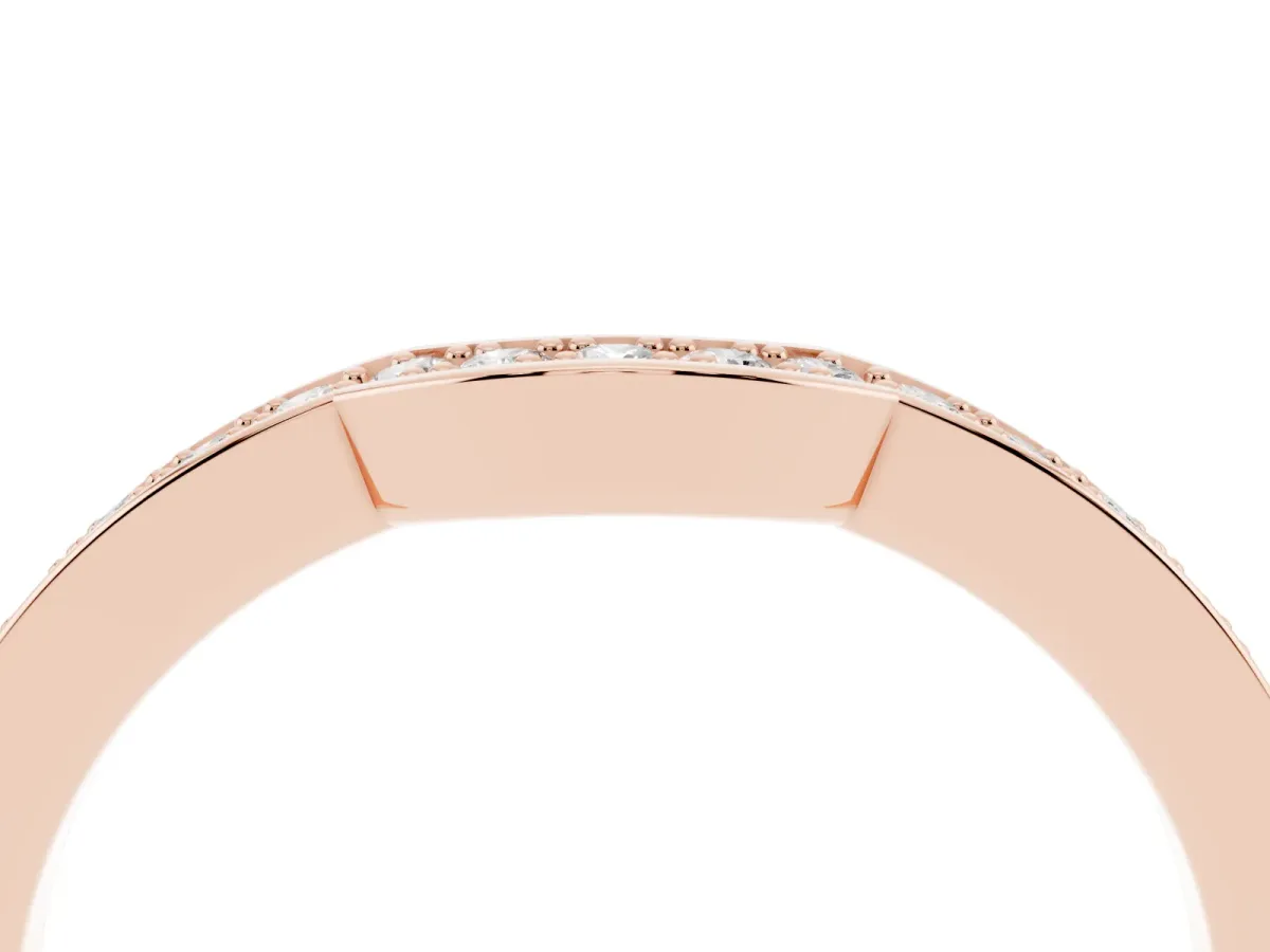 Pavé Round Diamond Contour Band with Channel Setting Rose gold