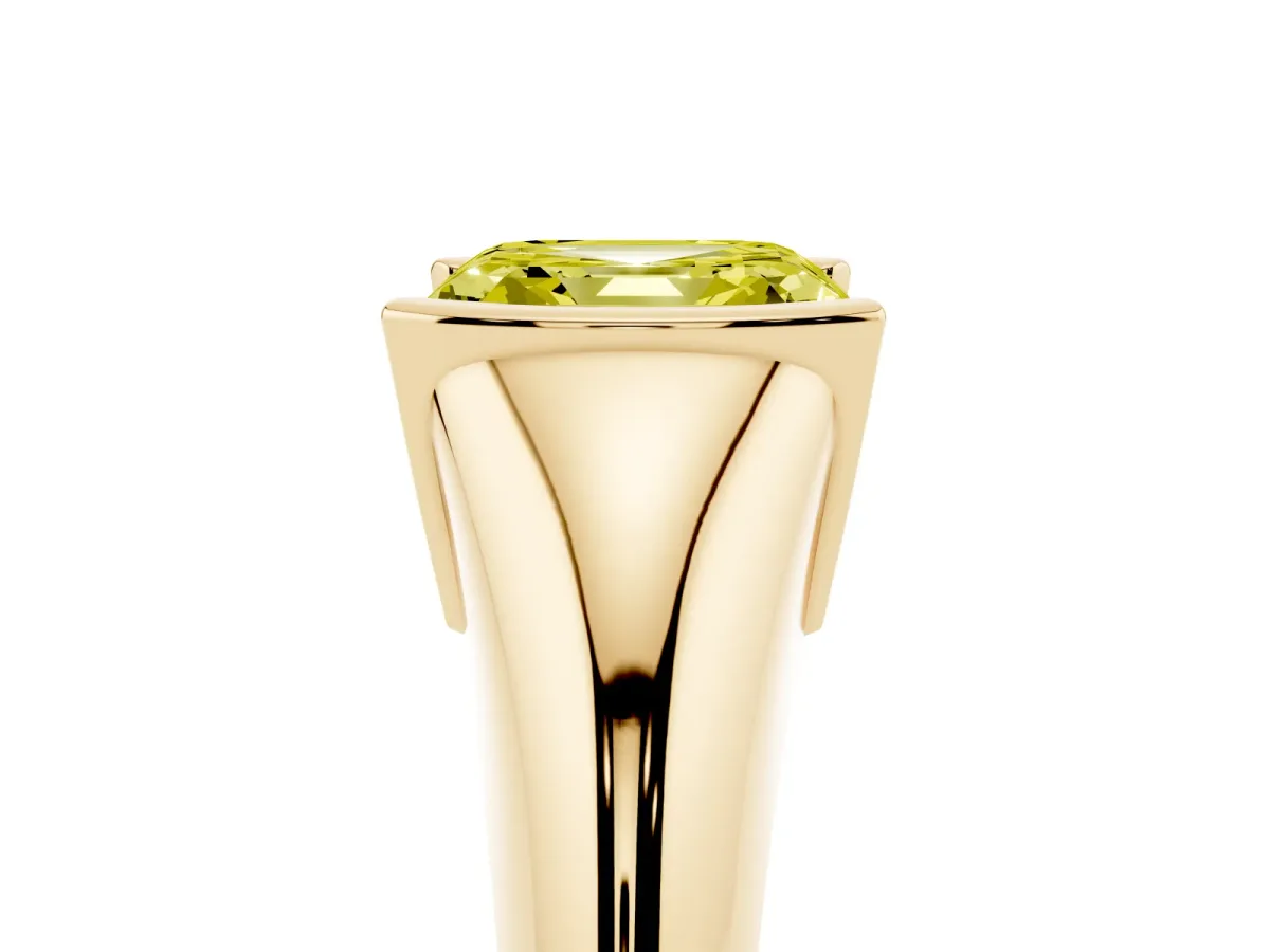 Fancy Yellow Asscher Cut Solitaire Tension Set Diamond Ring Yellow gold