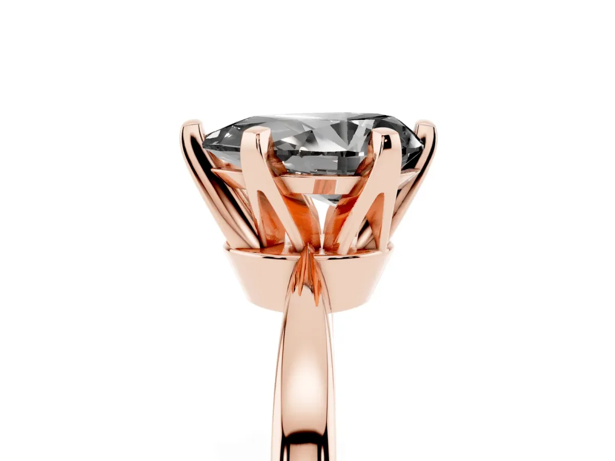 Fancy Black Pear Cut Solitaire Engagement Ring with Six-Prong Setting and Tapered Band Rose gold