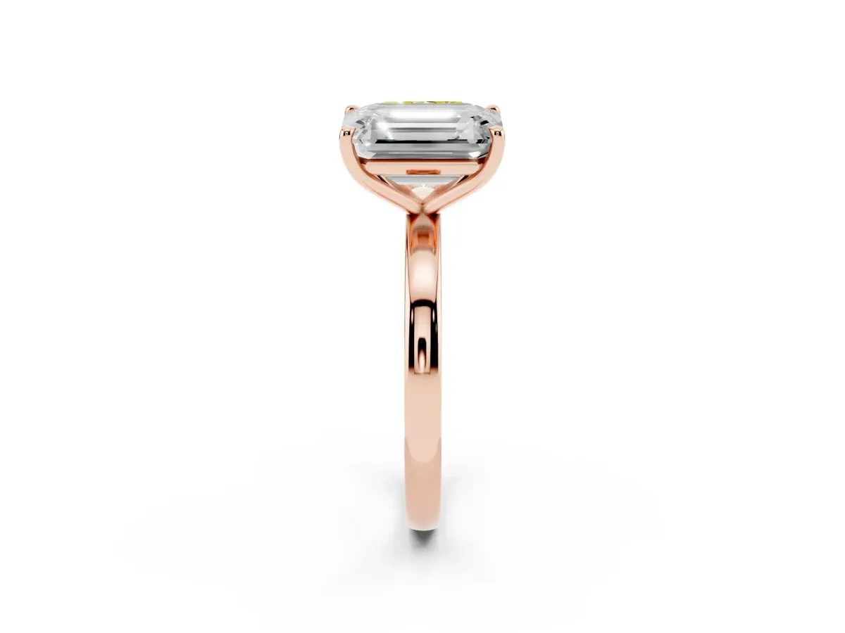 Fancy Yellow Radiant Cut and Emerald Cut Toi Moi Ring with Prong Setting Rose gold