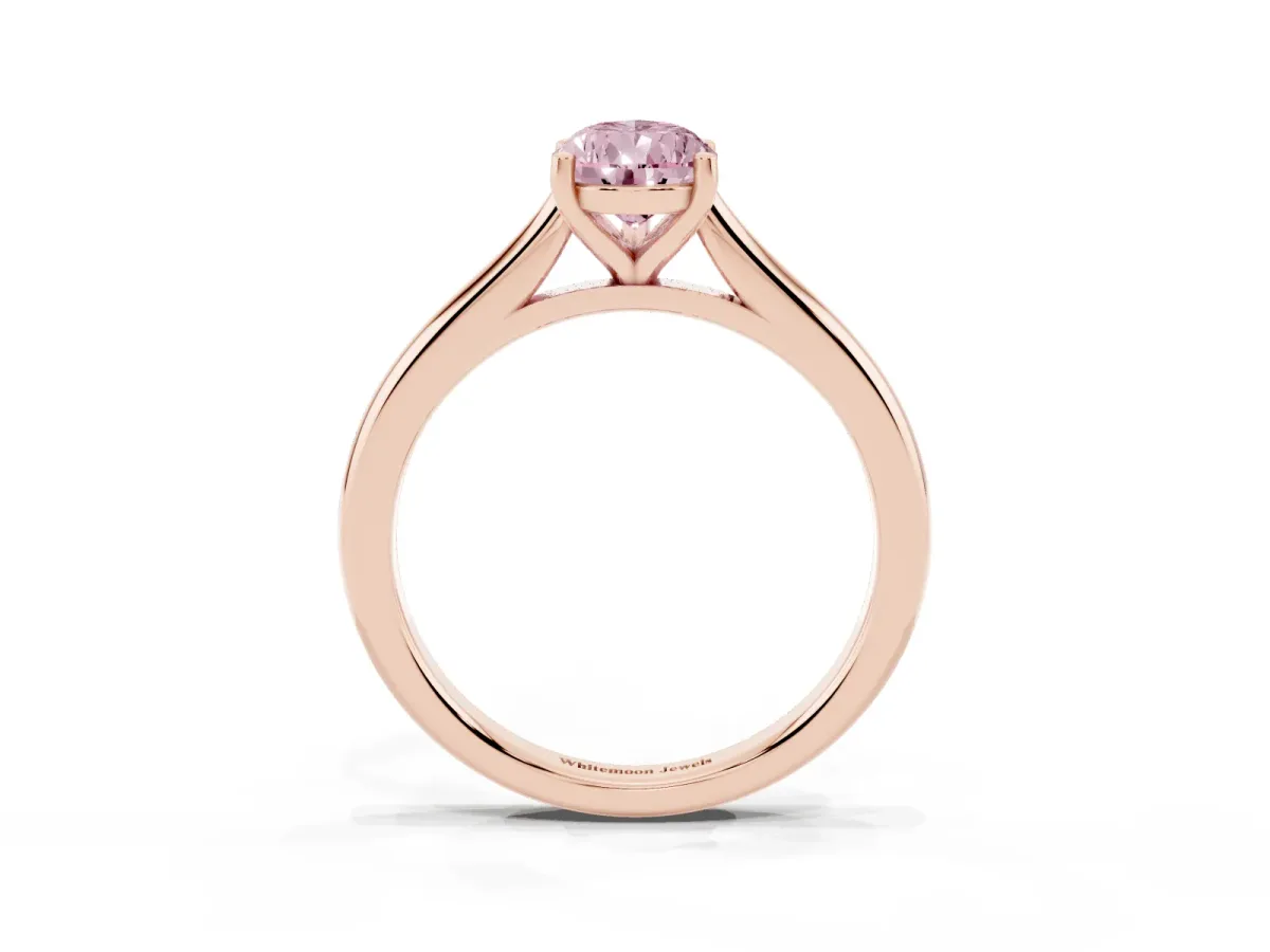 Fancy Pink Pear Cut Cut Solitaire Ring with Cathedral Band and Four-Prong Setting Rose gold
