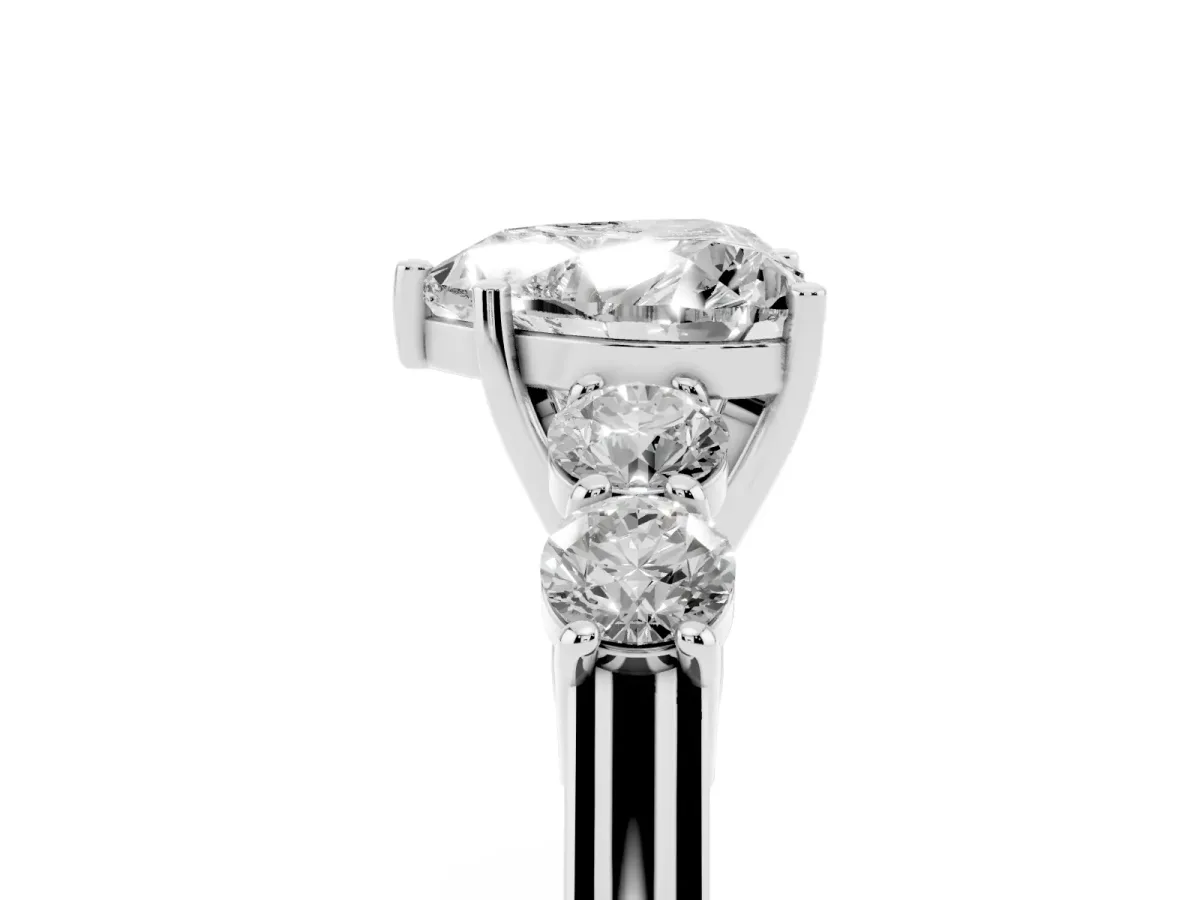Heart Cut Cut Diamond Five-Stone Prong Set White Gold Ring Platinum