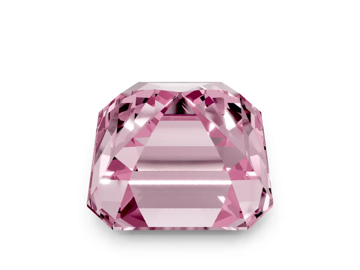 Fancy Pink Asscher Cut Halo Diamond Ring with Milgrain Edge and Round Prong Setting Rose gold