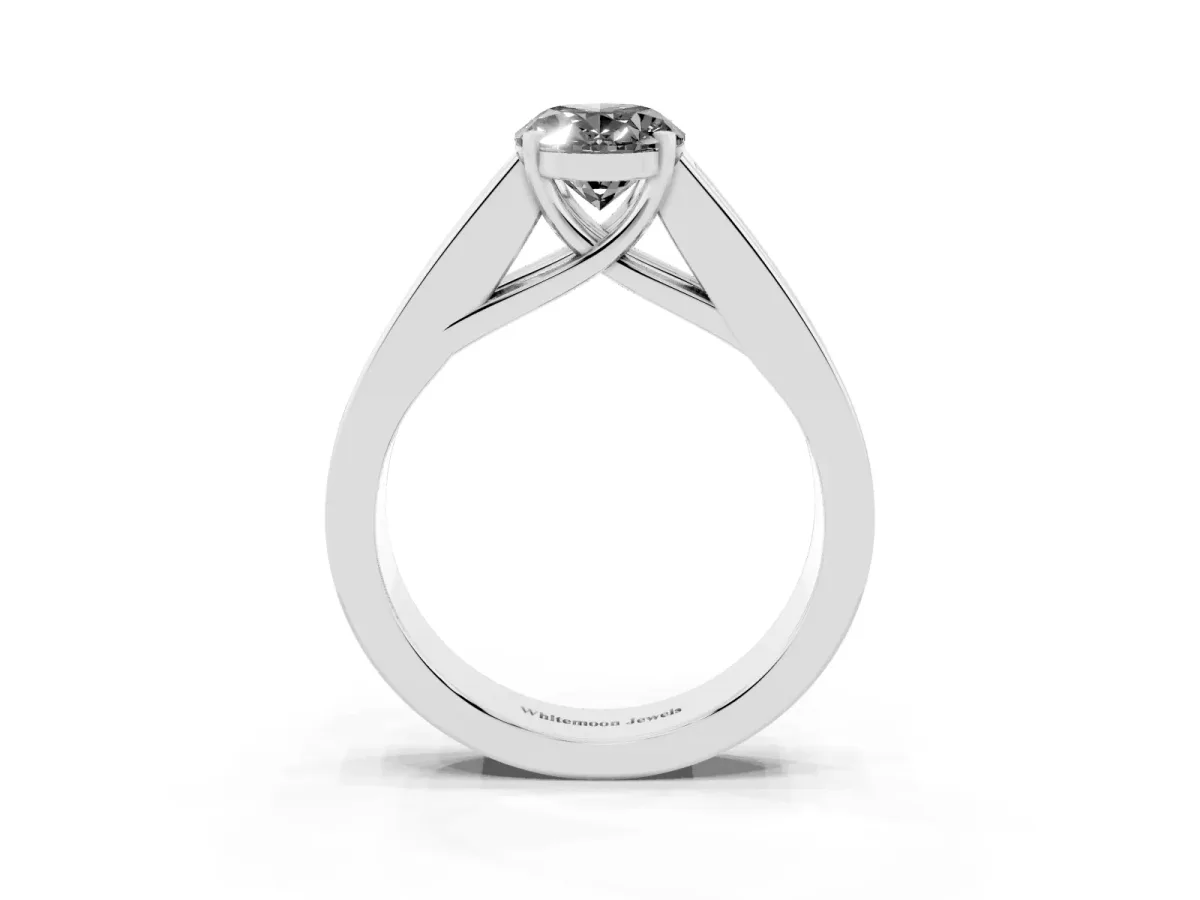 Fancy Black Oval Cut Cut Channel Set Solitaire Ring with Four-Prong Setting White gold