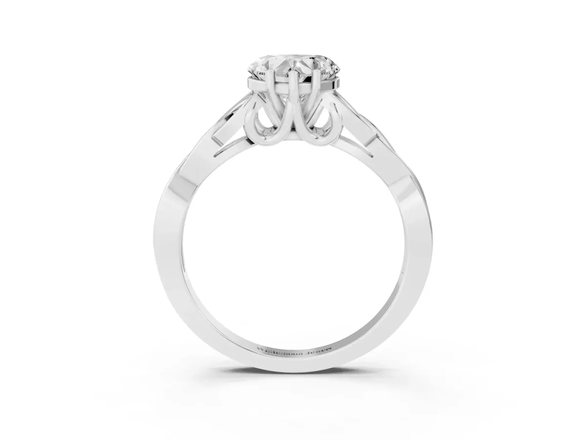 Heart Cut Diamond Solitaire Engagement Ring with Celtic Knot Band and Four-Prong Setting Platinum