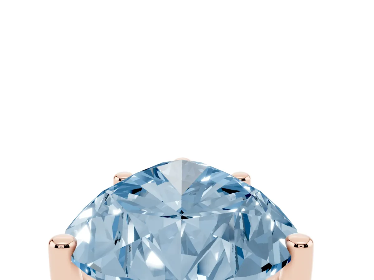 Fancy Blue Pear Cut Cut Diamond Solitaire Engagement Ring with Tapered Plain Band and Four-Prong Setting Rose gold