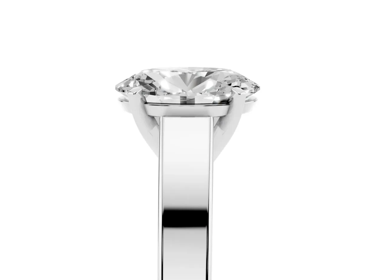 Oval Cut Solitaire Engagement Ring with Four-Prong Setting and Tapered Band White gold