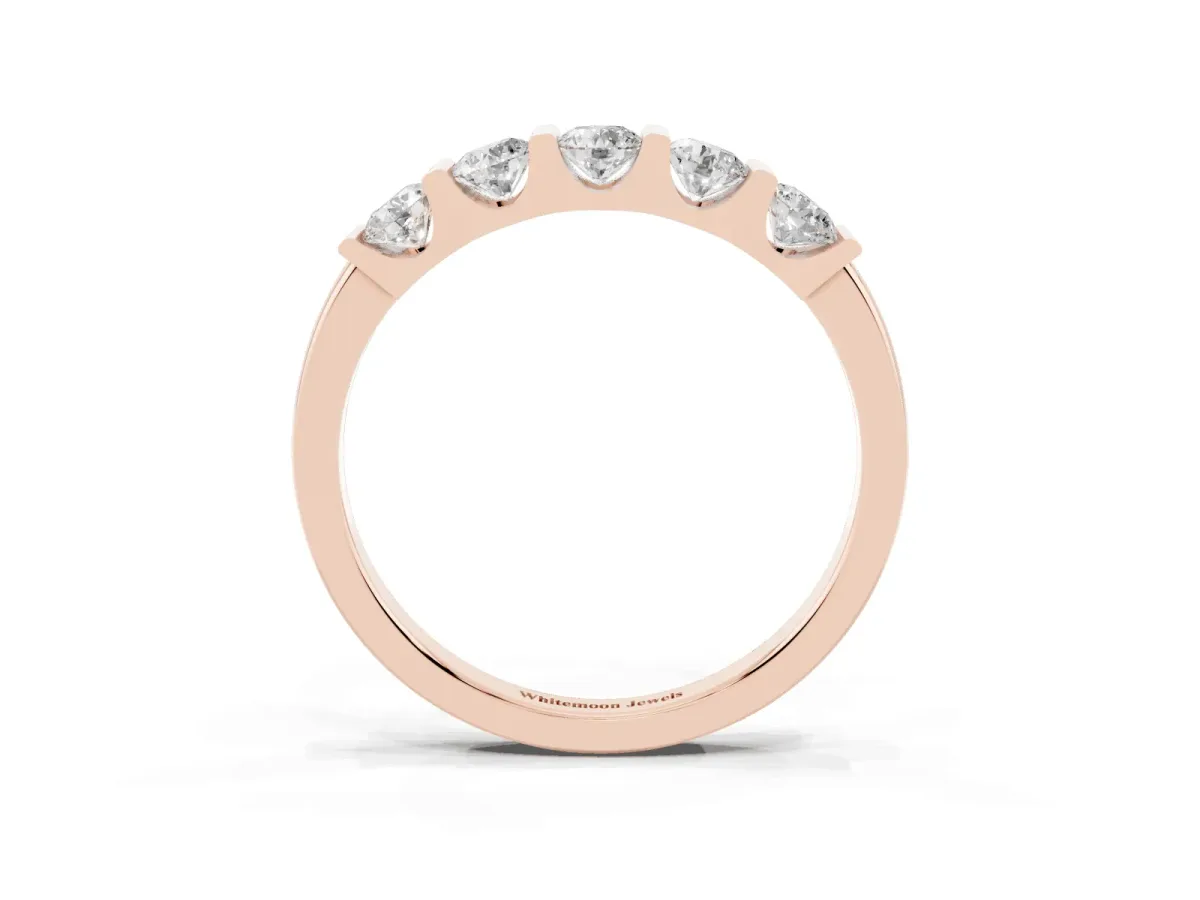 Channel-Set Round Diamond Five-Stone Band Rose gold