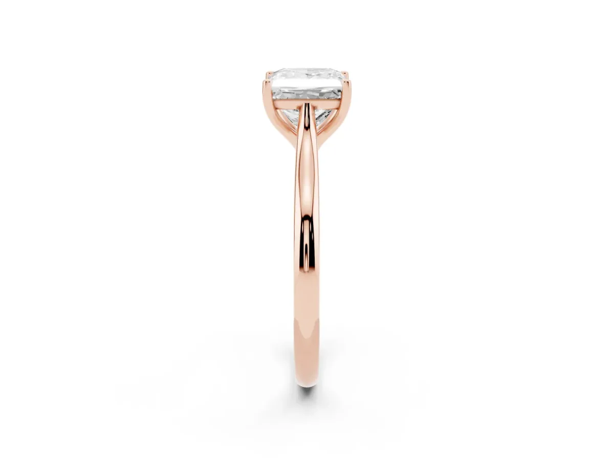 Princess Cut Cut Solitaire Ring with Cathedral Band and Four-Prong Setting Rose gold