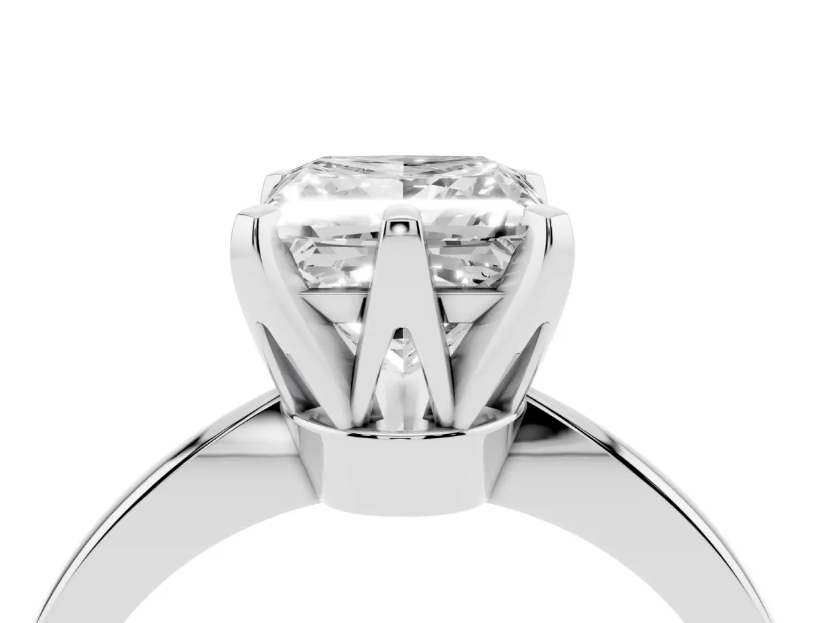 Princess Cut Solitaire Engagement Ring with Six-Prong Setting and Tapered Band White gold