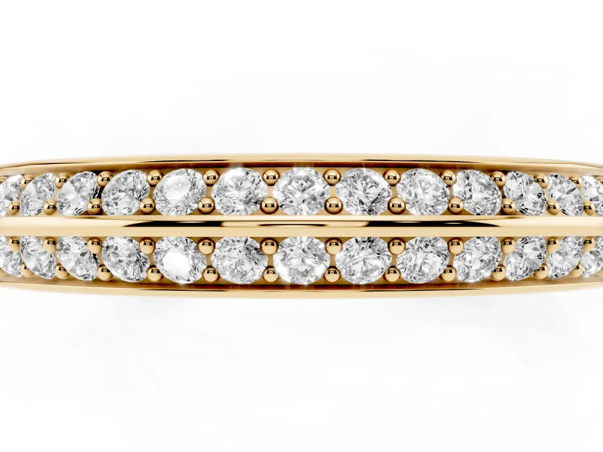 Double Row Round Diamond Channel Set Eternity Band Yellow gold