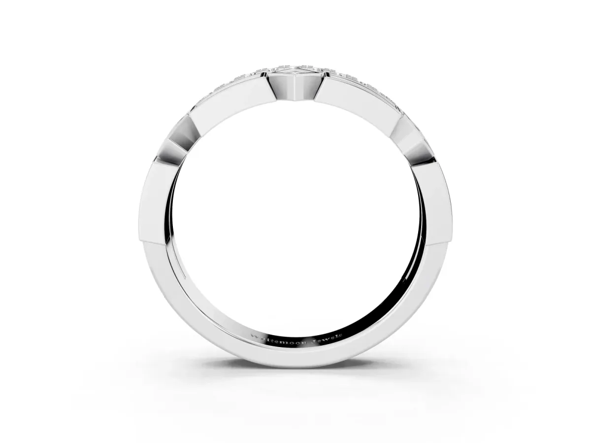 Pavé Round Diamond Channel Set Dual Band with Prong Setting Platinum