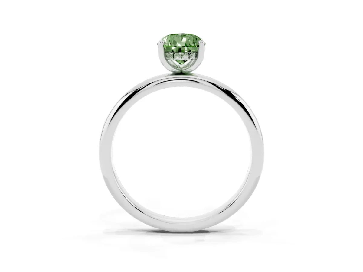 Fancy Green Pear Cut Cut Solitaire Engagement Ring with Four-Prong Setting and Classic Band White gold