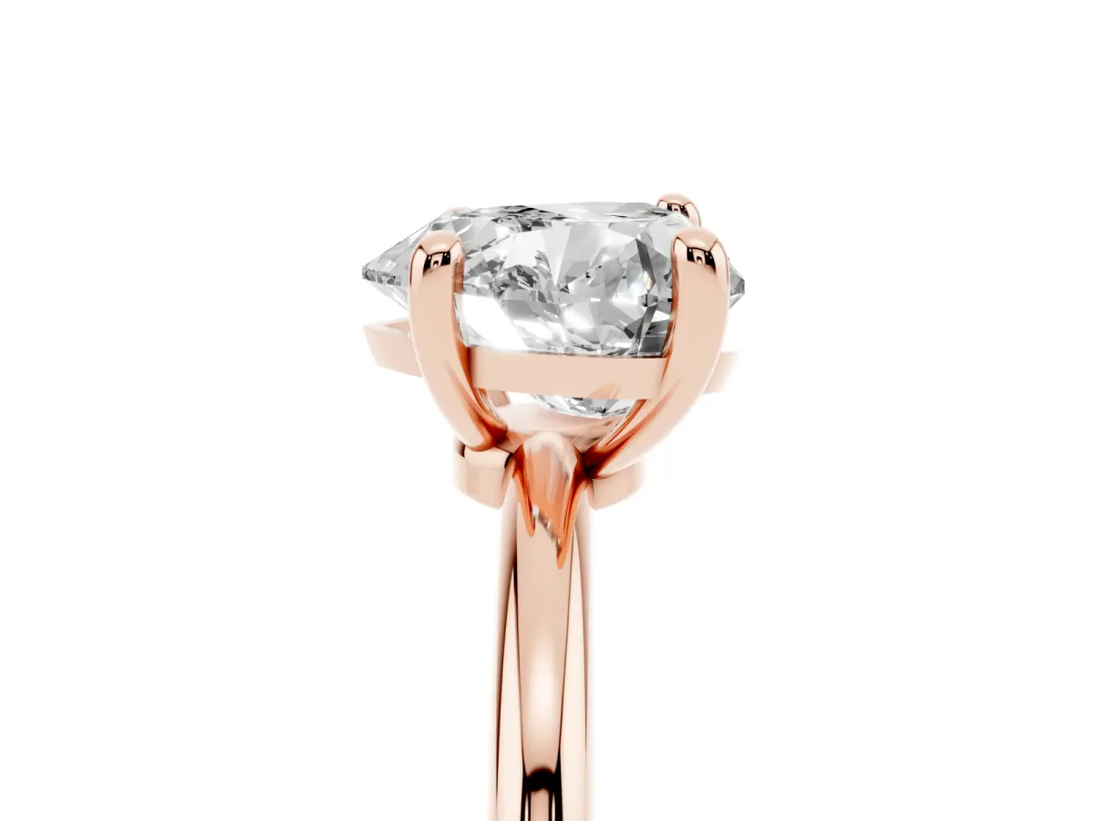 Heart Cut Solitaire Diamond Ring with 4-Prong Setting on a Classic Band Rose gold