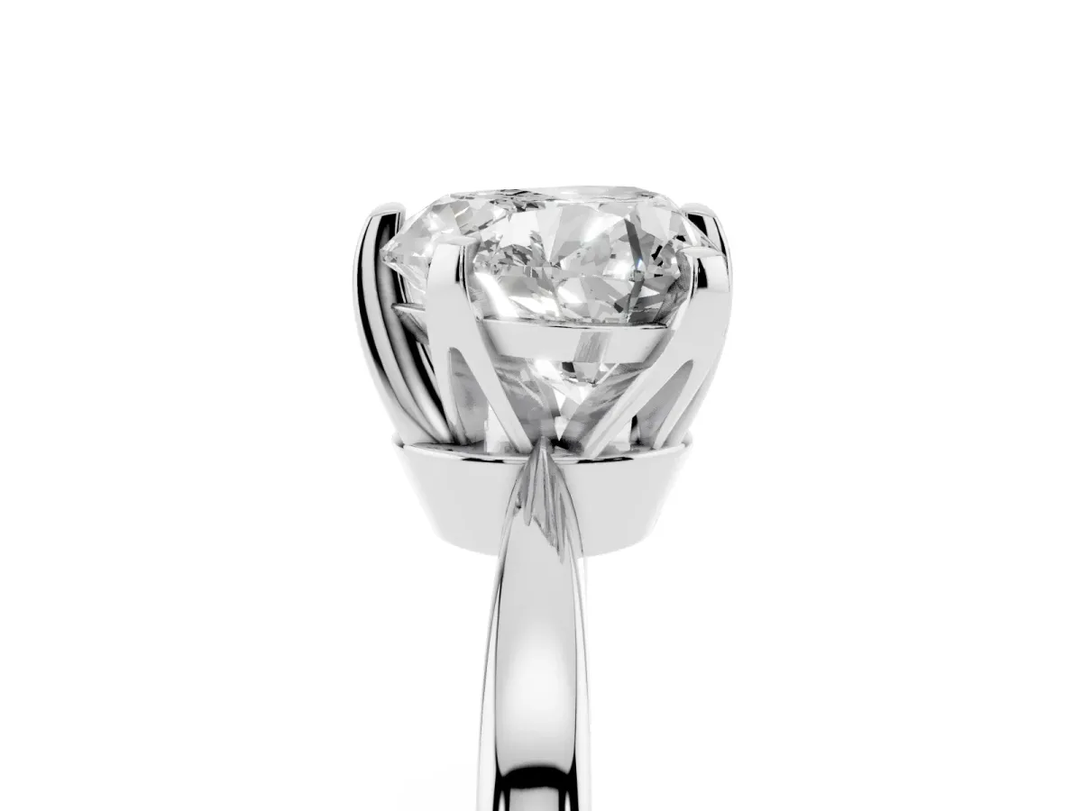Heart Cut Solitaire Engagement Ring with Six-Prong Setting and Tapered Band Silver