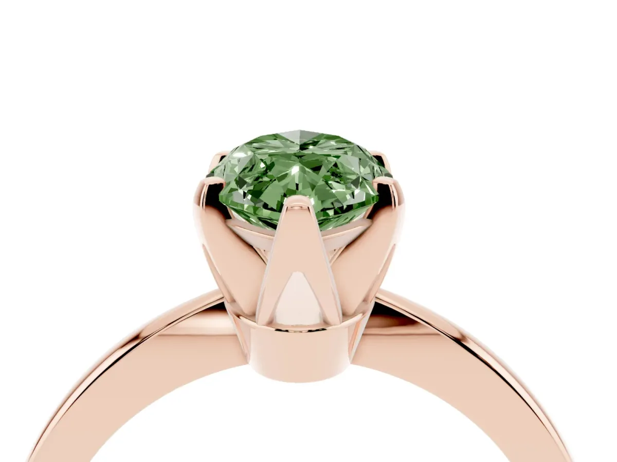 Fancy Green Marquise Cut Solitaire Engagement Ring with Six-Prong Setting and Tapered Band Rose gold