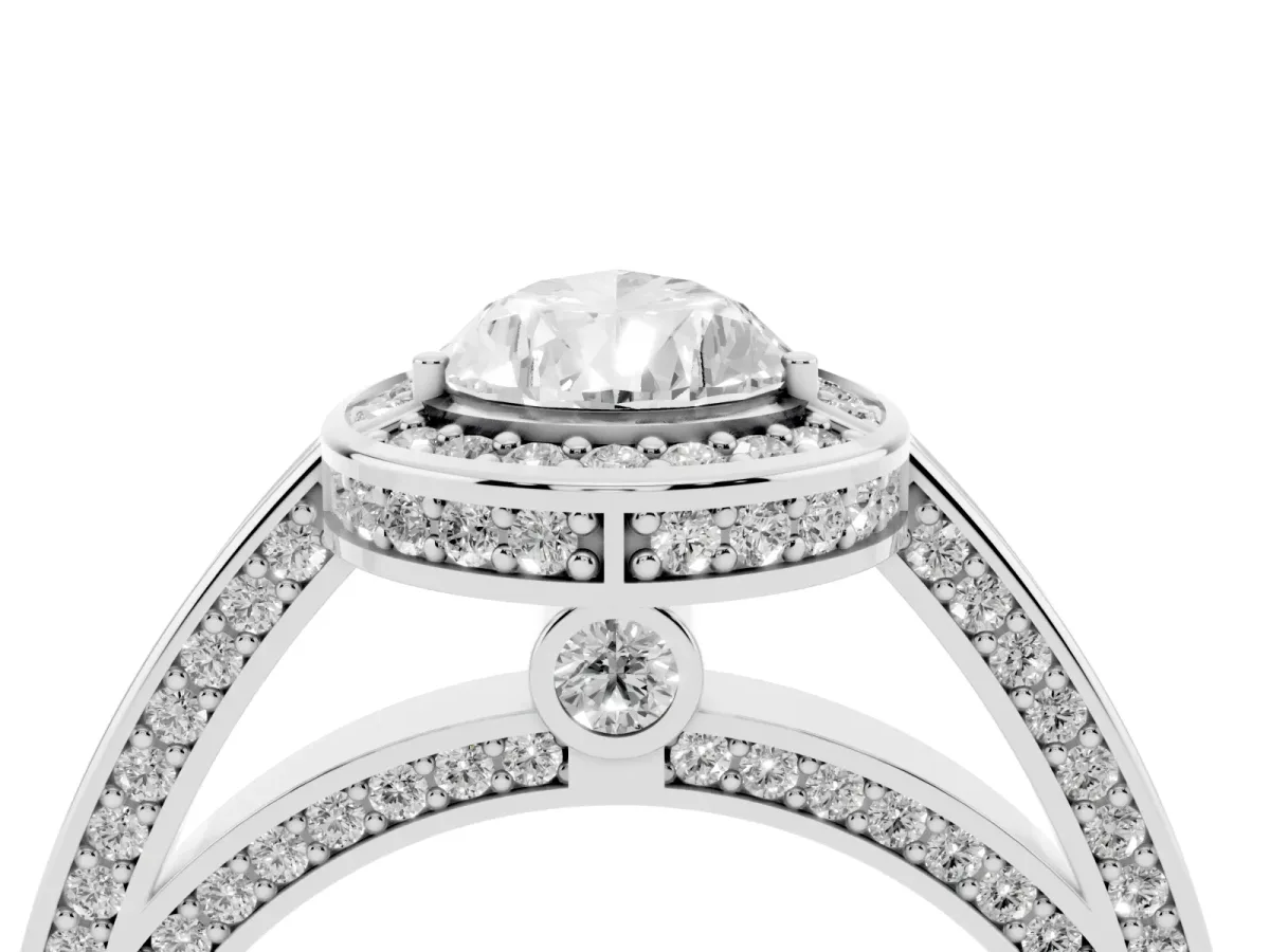 Pear Cut Cut Halo Pave Split Shank Prong Setting Ring Platinum
