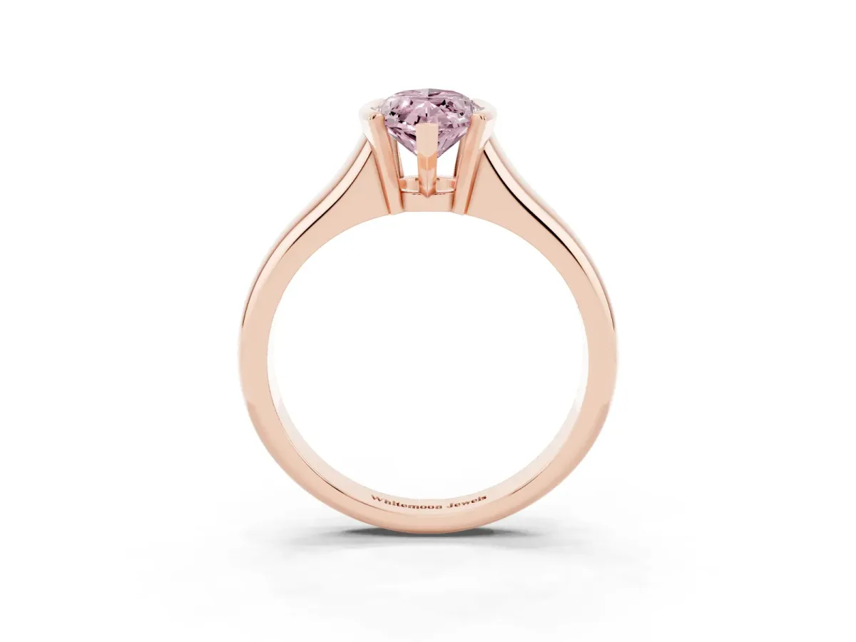 Fancy Pink Marquise Cut Solitaire Tension Set Diamond Ring with Split Shank Band Rose gold