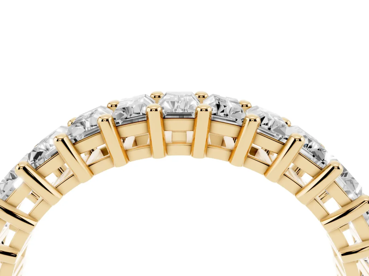 Baguette Cut Eternity Band with Shared Prong Setting Yellow gold