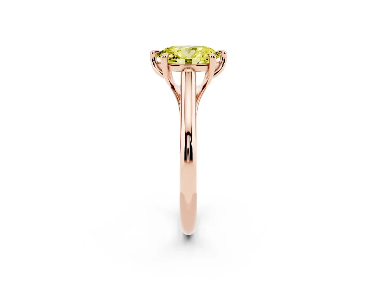 Fancy Yellow Oval Cut Solitaire Engagement Ring with Six-Prong Setting and Classic Band Rose gold