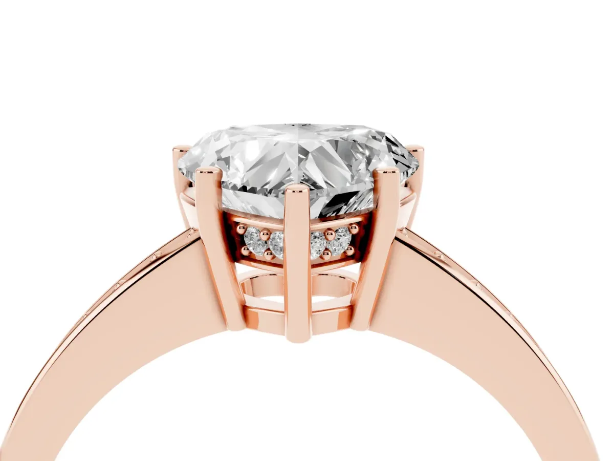 Heart Cut Solitaire Pavé Band Prong Setting Ring Rose gold