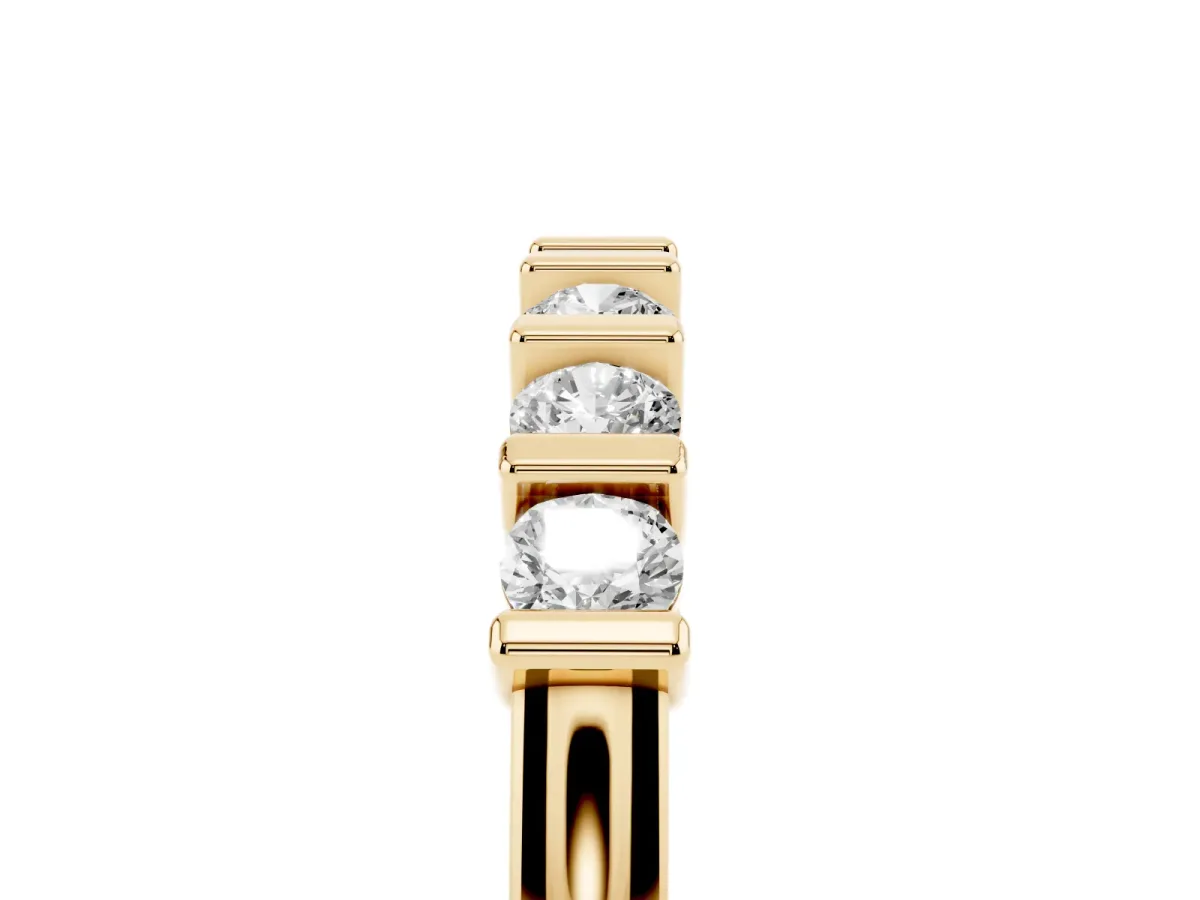 Channel-Set Round Diamond Half-Eternity Band Yellow gold