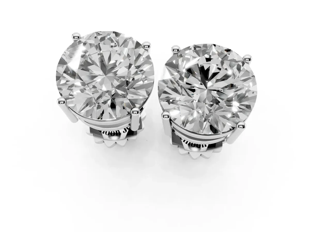 Round Cut Diamond Stud Earrings White gold