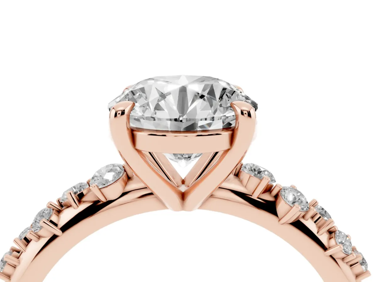 Round Cut Cut Diamond Vine Band with Four-Prong Setting Rose gold