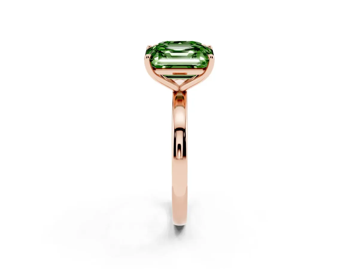 Fancy Green Asscher Cut and Emerald Cut Toi Moi Ring with Prong Setting Rose gold