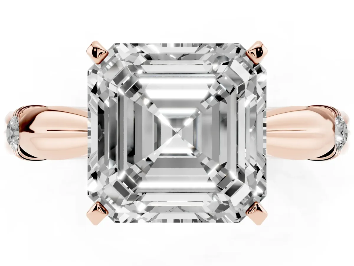 Asscher Cut Solitaire Diamond Twisted Band with Four-Prong Setting Rose gold