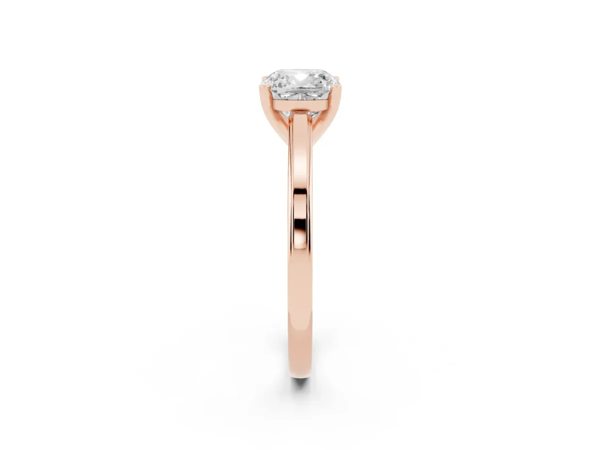 Cushion Cut Solitaire Diamond Ring with Four-Prong Setting and Classic Band Rose gold