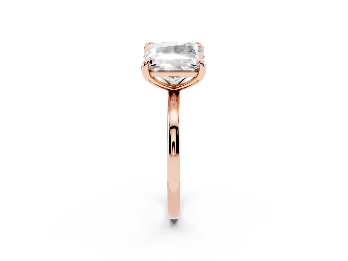 Oval and Princess Toi Moi Ring with Prong Setting and Plain Band Rose gold