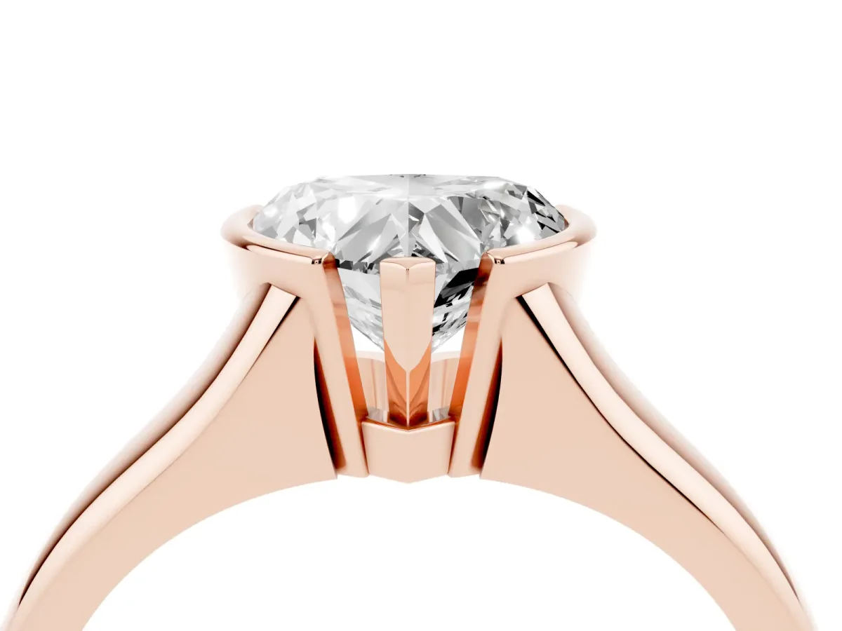 Heart Cut Solitaire Tension Set Diamond Ring with Split Shank Band Rose gold