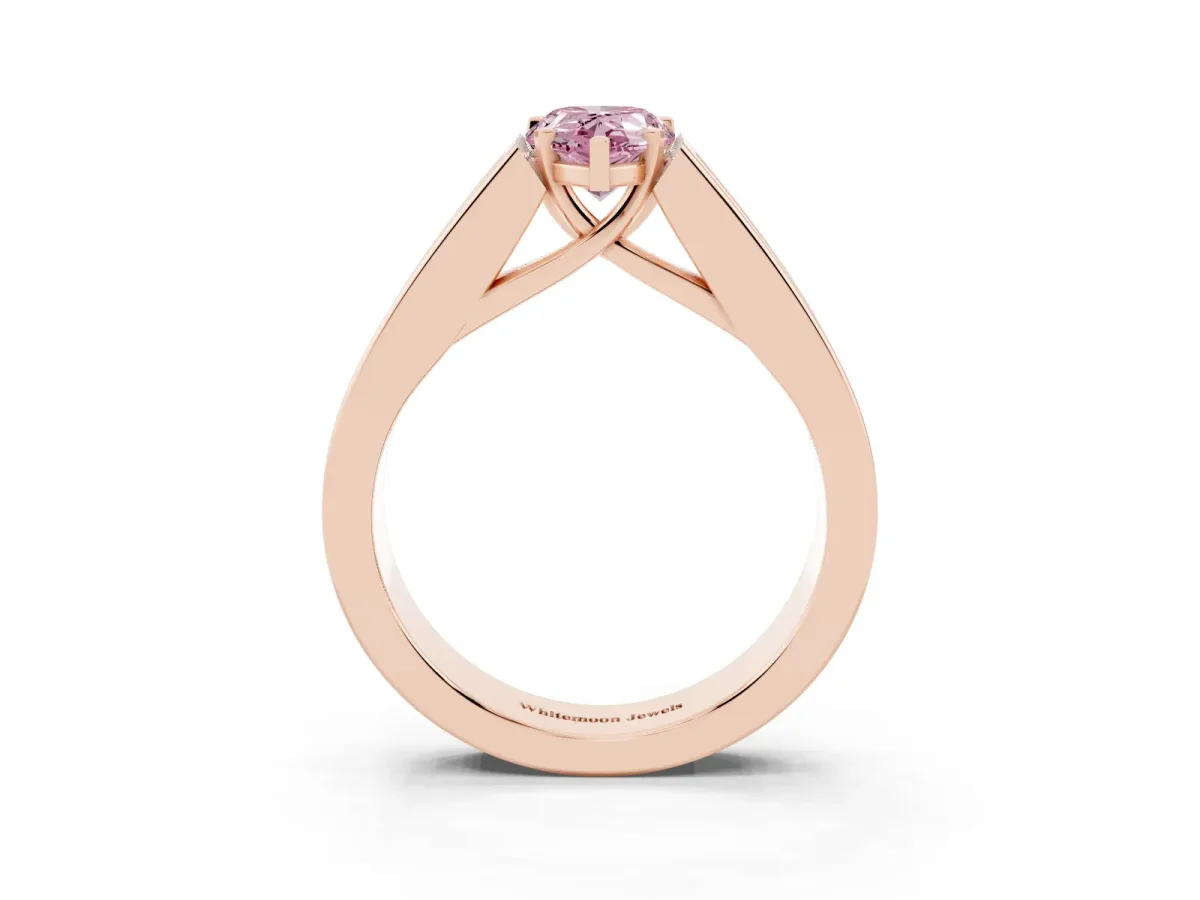 Fancy Pink Pear Cut Cut Channel Set Solitaire Ring with Four-Prong Setting Rose gold