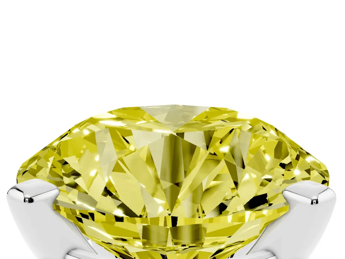 Fancy Yellow Round Cut Diamond Solitaire Ring with Prong Setting and Classic Band White gold