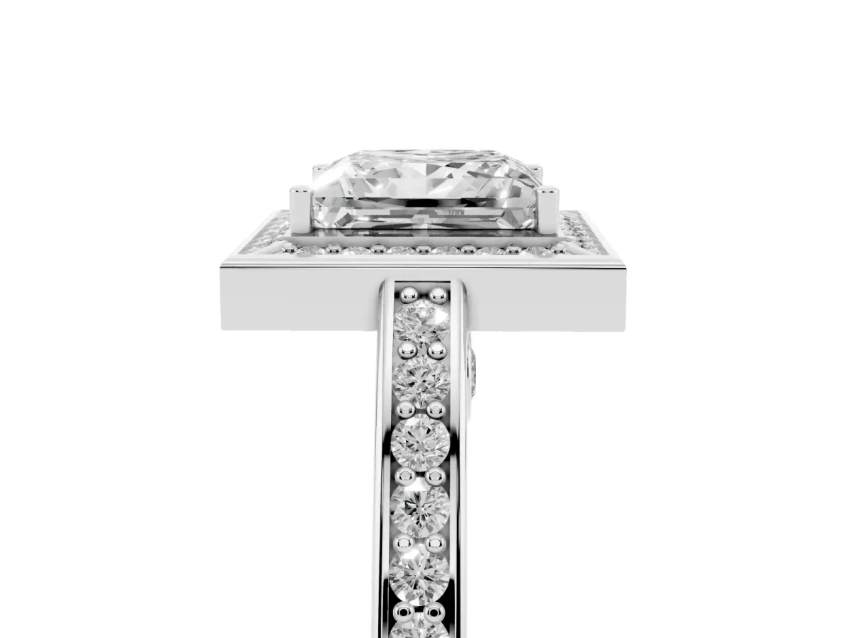 Princess Cut Cut Halo Pave Split Shank Prong Setting Ring Platinum