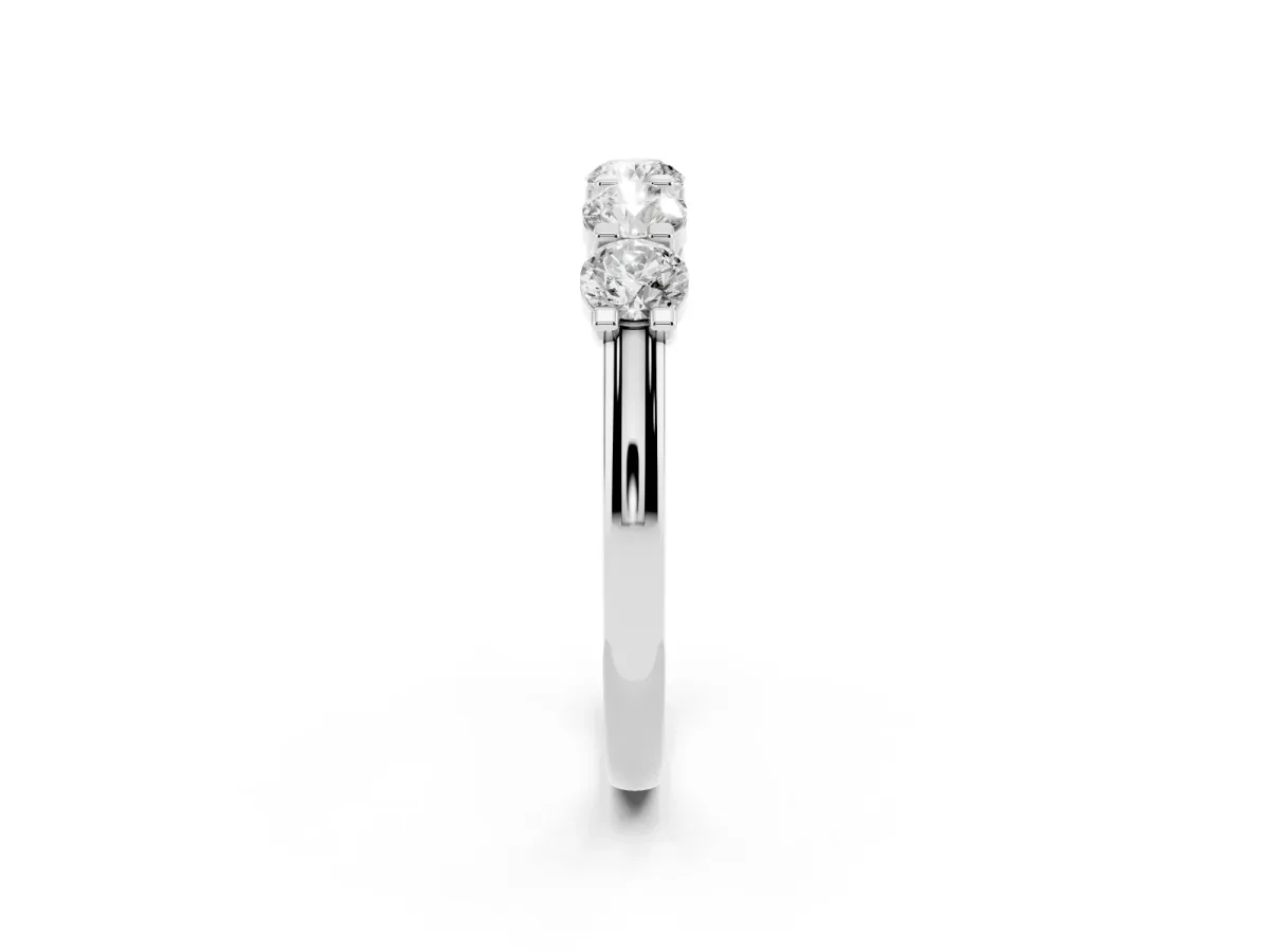 Round Cut Diamond Half Eternity Band with Prong Setting Silver