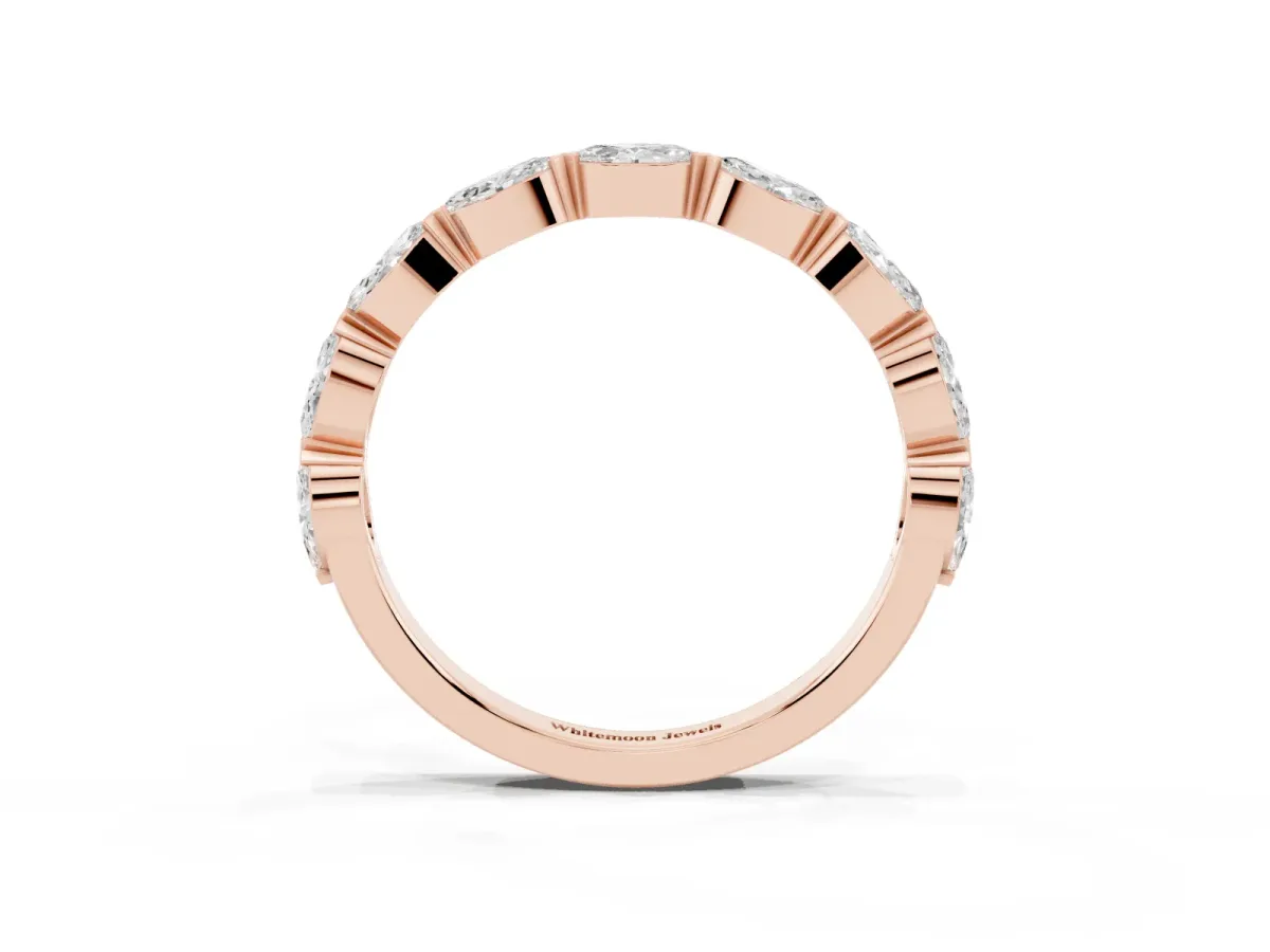 Marquise Diamond Eternity Band with Bezel Setting Rose gold