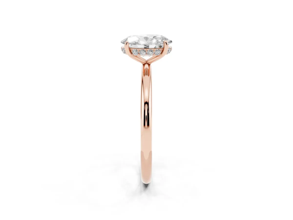 Oval Cut Solitaire Diamond Ring with a Classic Band and Four-Prong Setting Rose gold